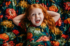 Knuffel blanket “Chrysanthemum” triple layer all natural bamboo HUGE throw 60x60