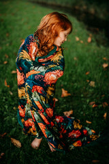 Knuffel blanket “Chrysanthemum” triple layer all natural bamboo HUGE throw 60x60