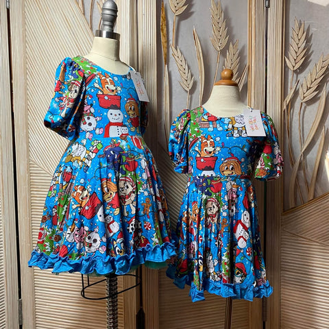 “BLUE CHRISTMAS” bamboo day dress play dress